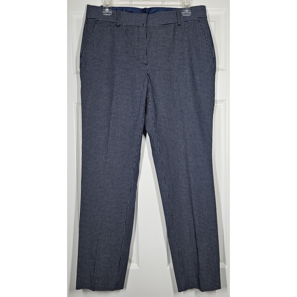 Brooks Brothers Cotton Stretch Gingham Check Pants Slacks Womens 8 Navy NWT